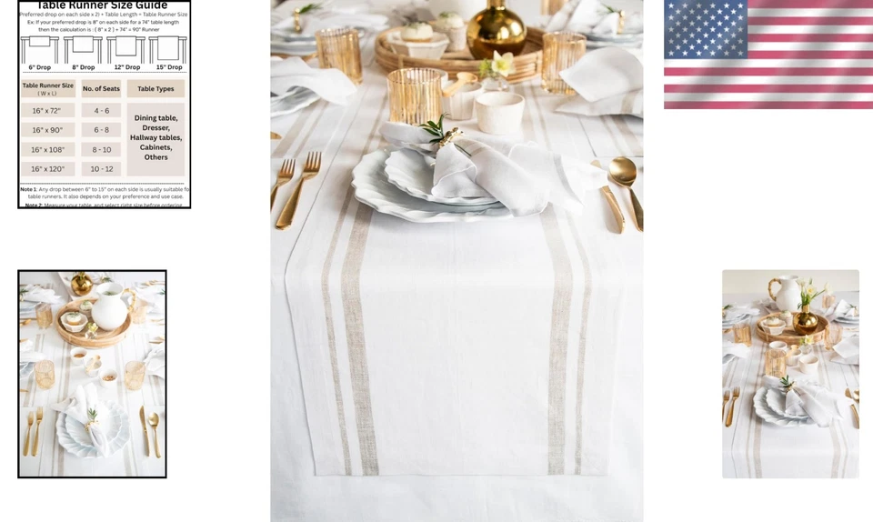 Machine Washable 120-Inch Linen Table Runner for Fall & Thanksgiving Decor - Image 2 of 4