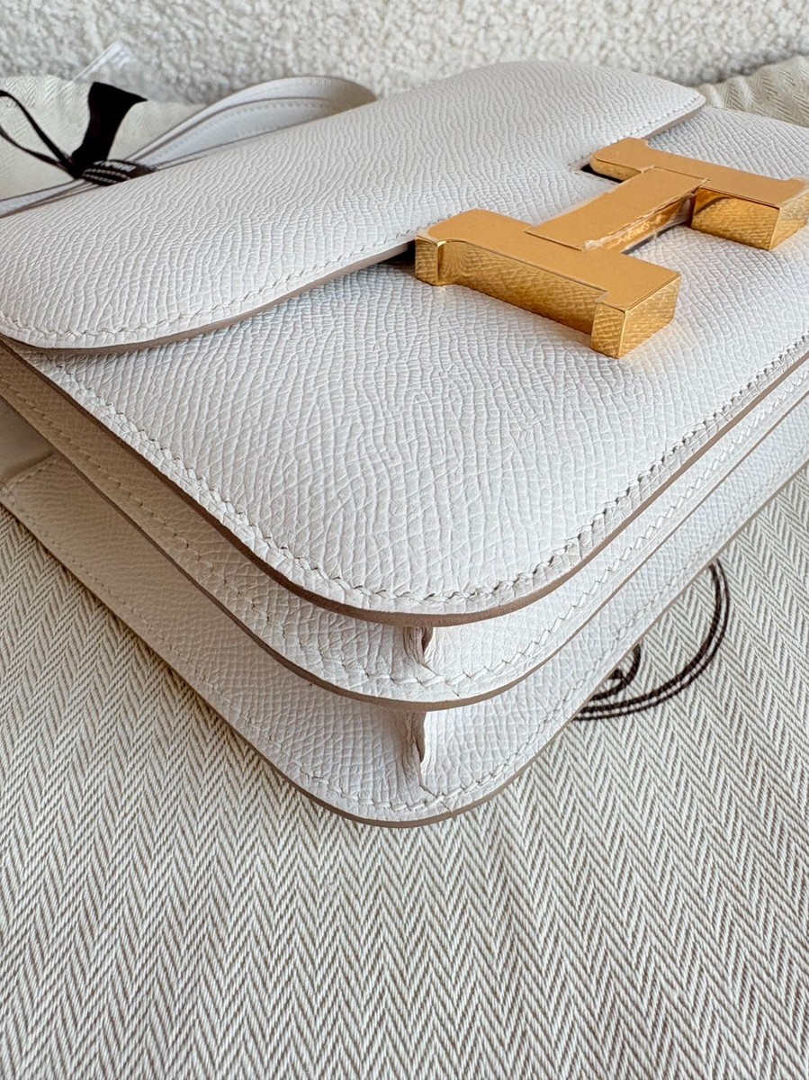Hermes Mini Constance 18 Miroir Gris Pale Epsom Leather Gold
