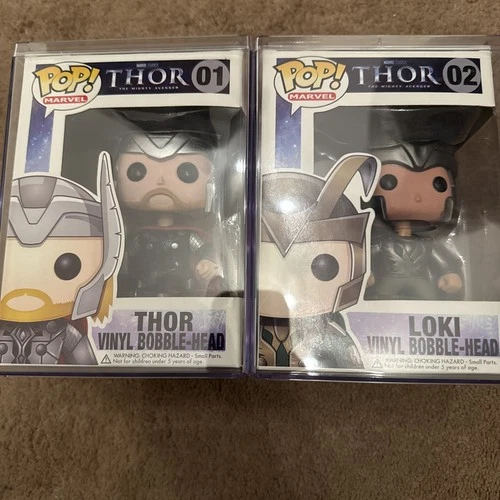 Funko Pop Marvel 2012 THOR 01 & LOKI 02 The Mighty Avengers - See Pics / Descrip
