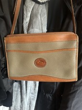 Vintage Dooney  Bourke Tan and Brown All Weather Leather crossbody bag USA