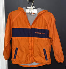 Denver Broncos NFL Hooded Full Zip Windbreaker Jacket Youth SM 6/7 Orange  Blue