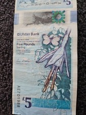Ireland 5 Pound Sterling  Polymer  Banknote New Design Very Nice Note