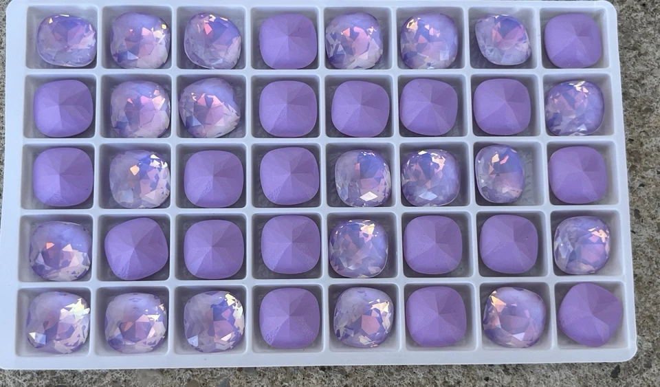 40 Piezas - 4470 12mm Corte Cojín Cuadrado Púrpura Cristales Aurora Aurea Foto 2 de 2