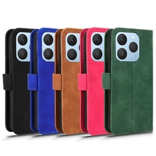 Luxury Rugged Leather Wallet Stand Card Glossy Soft Case Cover For Realme 15T 5G
