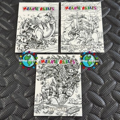 MEANIE BABIES REPRODUCTION SKETCH 3-CARD SUB-SET 1S,2S,3S 1998 COMIC IMAGES