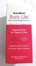 NutraBlast BORIC LIFE 30 Vaginal Suppositories 600mg Feminine Odor Control 