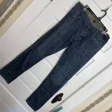 Bladoor Denim Dark Wash 34 Straight Legs Button Fly Low Waist 35" W x 33" L