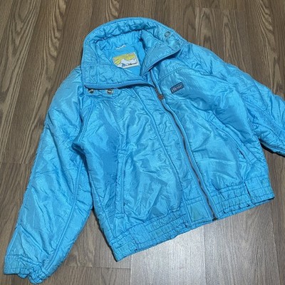 Vintage Ellesse Jacket Mens Large blue Down Puffer Ski Snap Nylon 80s