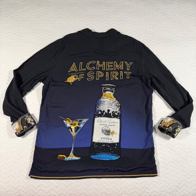 Robert Graham Alchemy Crafted Reserve Vodka Martini Graphic Buttoned Shirt Men L