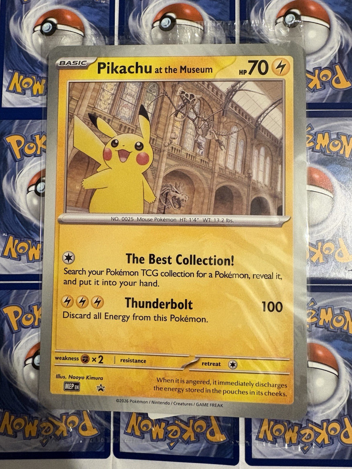 Pikachu At The Museum Jumbo Collection Card. MEP 500 Promo Card