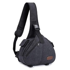 Canvas Camera Sling Bag DSLR Lens Anti-theft Backpack Shoulder Crossbody Case...