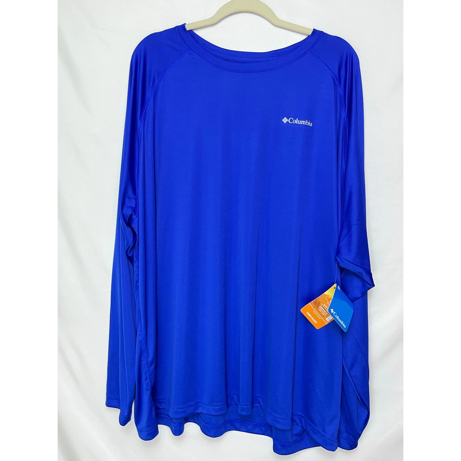 NWT Columbia Mens 4XL Blue Omni-Shade Omni-Wick Sun Protection Long Sleeve Shirt