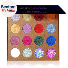 Pro Glitter Eyeshadow Palette - Professional 16 Colors - Chunky  Fine Pressed G