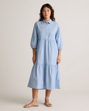 Quince 100% Organic Cotton Poplin Midi Tunic Dress Tribeca Stripe S
