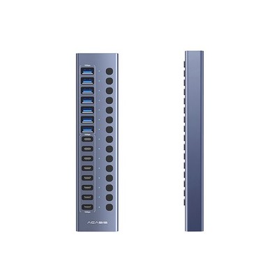Acasis 16P USB Hub 3.2 w/ Indiv On/Off, 10Gbps USB-C Port, for Keybrd/HDD/Phone