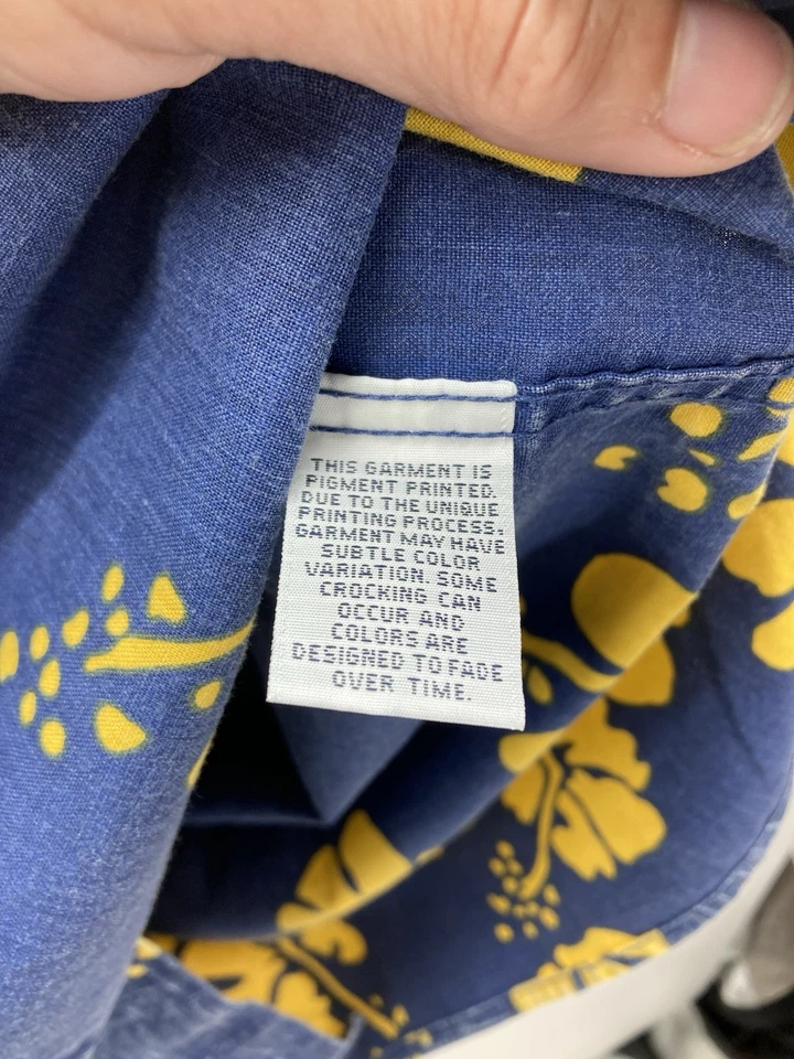 Camisa Reyn Spooner 50th State Flower Hawaiana Abotonada Para Hombres Grande Azul Amarillo Foto 3 de 4