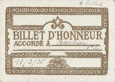VIEUX PAPIER BILLET D'HONNEUR 1926 RECOMPENSE SCOLAIRE