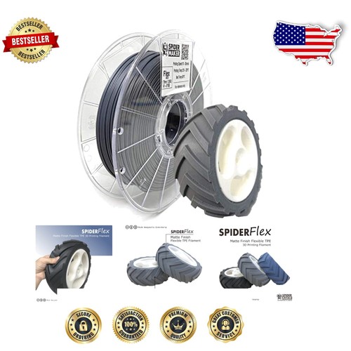 Durable Rubber-like Matte TPU 3D Filament - Flexible Design, 1.75mm, Iron Gray