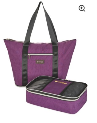 Biaggi Zipsak Boost! Tote Purple Microfold Carry-On Expands to 15''x12''x8'' NEW