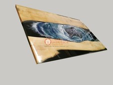 Rechteckiger schwarzer Epoxidharz Esstisch Thekenplatte handgefertigte Kunst ...