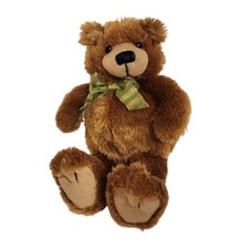 First  Main Teddy Bear Plush Stuffed Animal 11 Inch Brown Molasses Big Feet Bow