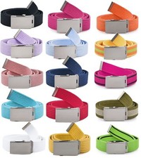 Ladeheid Damen Gürtel Stoffgürtel 105x3cm Sackleinen Klammerverschluss Baumwolle