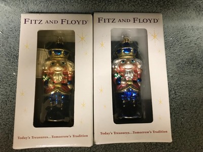 2 Fitz And Floyd Nutcracker Peppermint Ornaments, Brand New in Unopened Boxes 