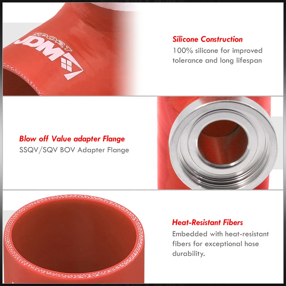 SSQV SQV Reinforced Silicone Turbo BOV Blow Off Valve 2.5" Adapter Coupler Red Foto 2 de 4