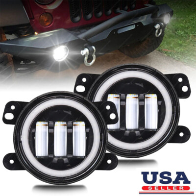 Pair 4'' LED Fog Light Driving Lamp for Jeep Wrangler JL Rubicon Sahara 2017+