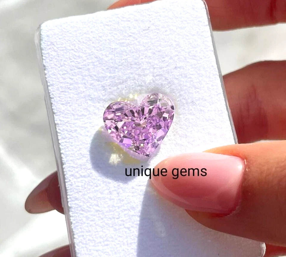 Piedra preciosa de 2 quilates de color púrpura claro corte corazón VVS1 diamante calidad premium 8x8 mm Foto 4 de 4