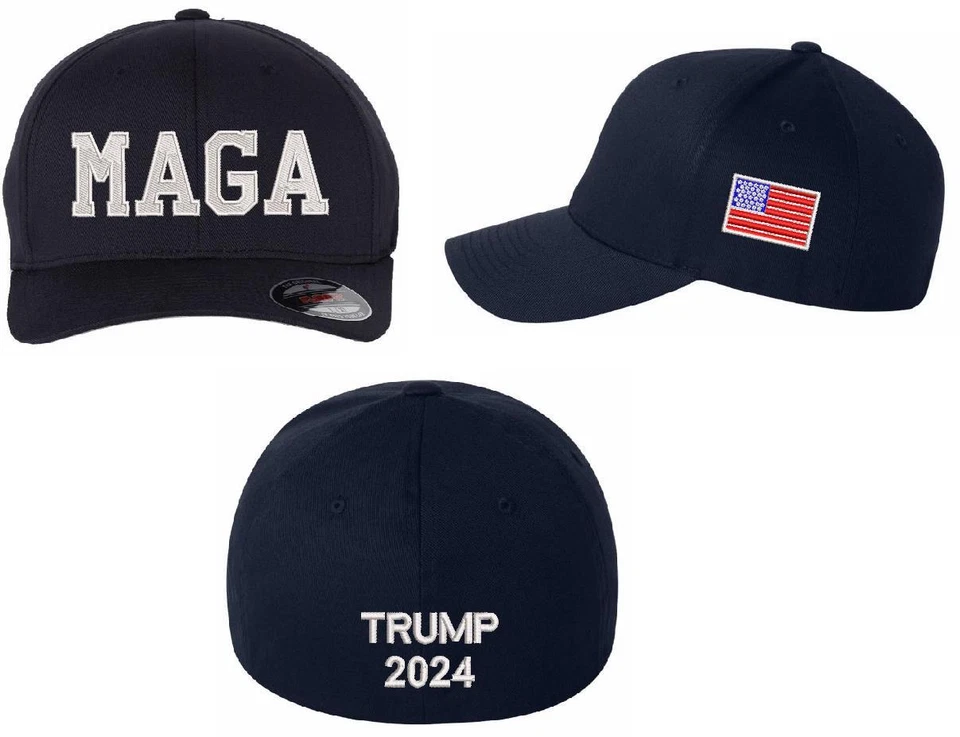 Sombrero Trump 2025 MAGA con Trump 2025 y lateral bandera de Estados Unidos ajuste flexible sombrero rojo o negro Foto 4 de 4