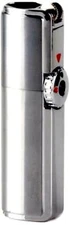 JOBON Retro Flint Ignite Triple Torch Windproof Lighter/Cigar Punch - Silver