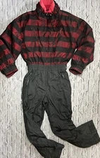 Vintage Head Plaid Ski Suit Snowsuit One Piece Coat Pants 10 M