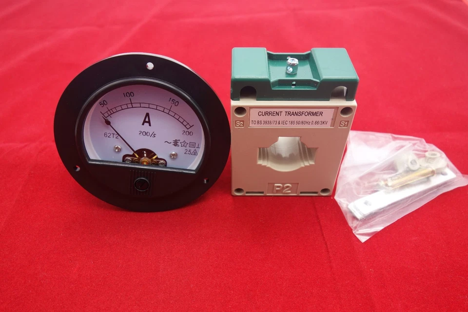 1X Analog Ammeter Panel Current Meter Dia. 90mm with Transformer AC 0-200A - Image 2 of 4