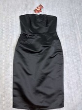 Monsoon Size 12 SILK Black Beaded Occasion Strapless Dress NEW TAGS Boned