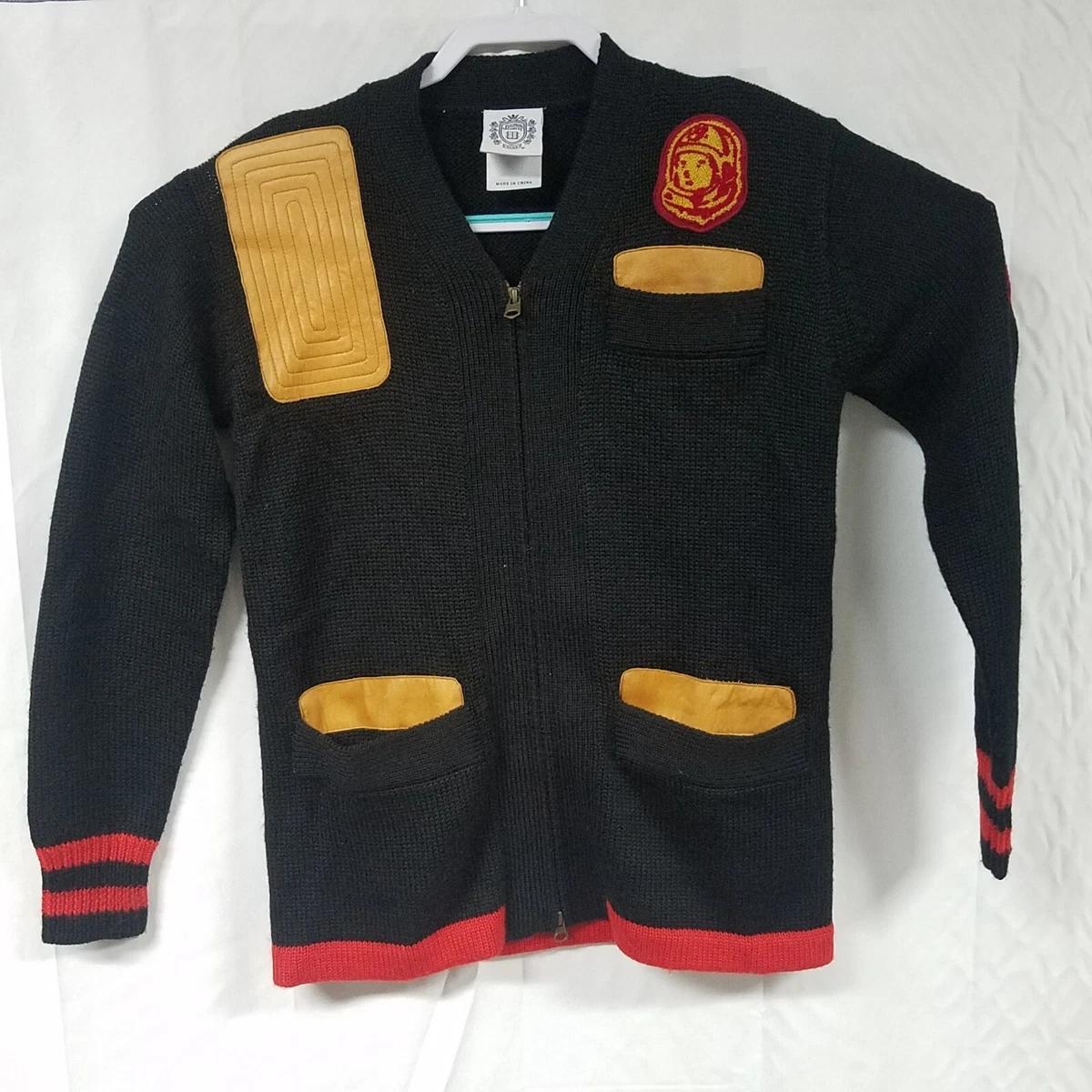 RARE Billionaire Boys Club Small Black Full Zip Leather Patch