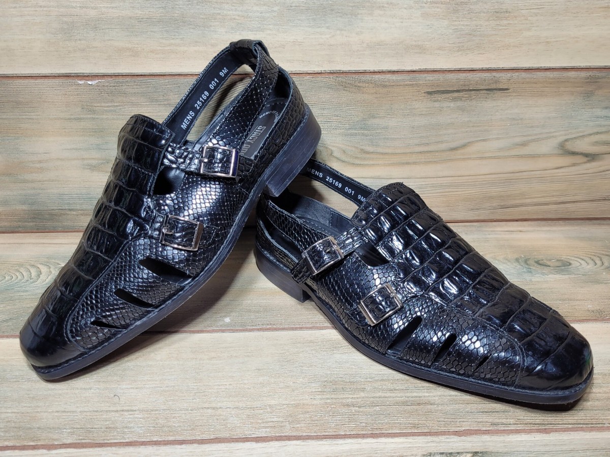 Stacy Adams Seneca Fisherman Sandal Black Animal Print  display picture 1