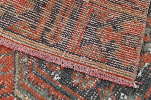 Vintage Türkischer Läufer Teppich 2x11ft Wolle Anatolisch Handarbeit Flur Oushak ROT - Bild 7 von 9