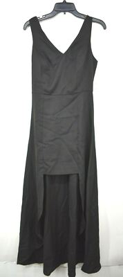One One Six Womens Davos Sleeveless High/Low Crepe Dress V Neck Back Zip Lined S
