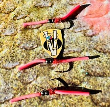 3 V Fly Size 12 Ultimate Double Bead Red Squirm Worm Sea Trout & Trout Flies