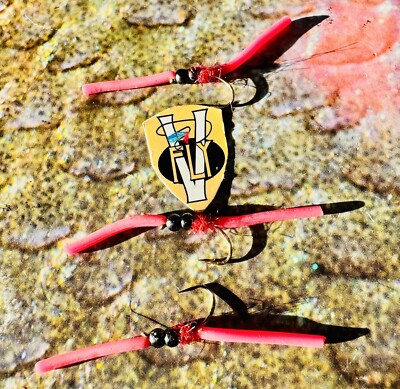 V Fly Size 10 Ultimate Double Bead Red Squirm Worm Sea Trout