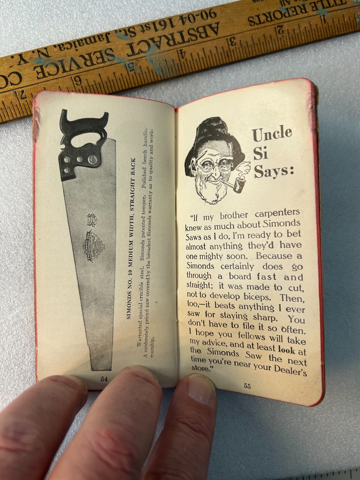 1914 SIMONDS GUIDE FOR CARPENTERS Simonds Saw & Mfg Co. Stamped Turtle Creek, PA