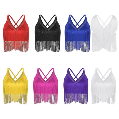 Damen Oberteile Swing Tanzbekleidung Samba Crop Top Ärmellos Latin Bühne Tanz