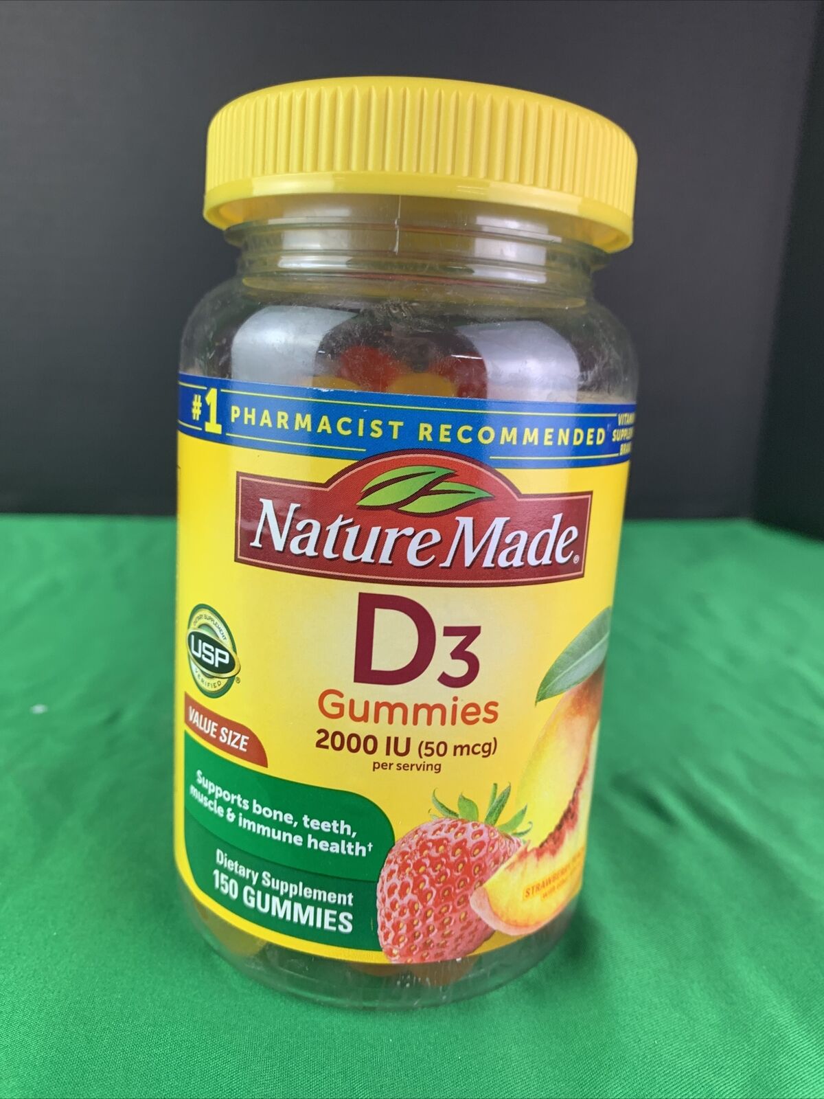Nature Made Vitamin D3 Gummies 50 mcg 150 ct. Strawberry, Peach, Mango - 10/2022