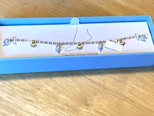 Rachel Zoe Gold/Sterling Silver Sea Shell Pearl Charm Anklet Ankle Bracelet 925