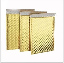 25 000 Glamour Metallic Gold Poly Bubble Mailers Envelopes Bags 4x8 Extra Wide