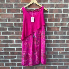 TODAY FASHION Knee Length Pink Dress A-Line Floral Size UK 12 Linen