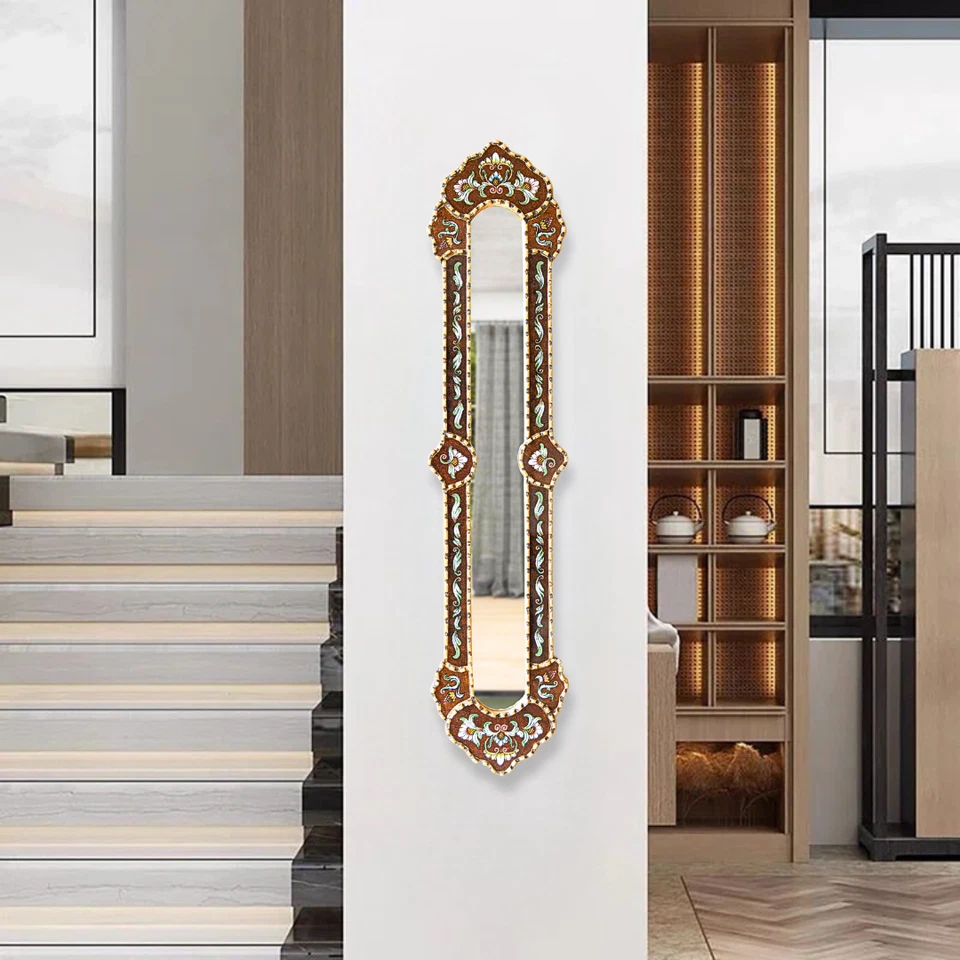 Walnut Colonial Narrow Mirror – Handmade Long Skinny Accent Mirror for Home - Image 3 of 4