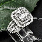 14k Solid White Gold ladies Natural Diamond Ring Cluster 1.20 ct Baguette — photo 1