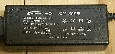 Hypercom AC/DC Adapter Model: 870003-001  I.T.E. Power Supply Cord P/N HYPER24-D